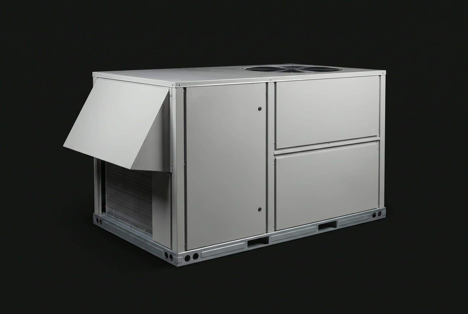 A packaged air handling unit against a plain ground